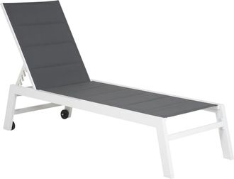Happy Garden Tumbona en textileno gris y aluminio blanco