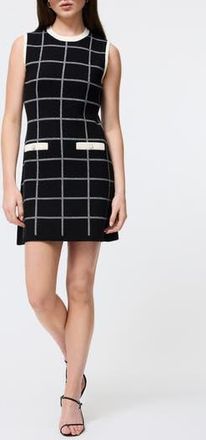 French Connection Check Sleeveless Sweater Minidress in Black/Porcelain Cream at Nordstrom Rack, Size Large