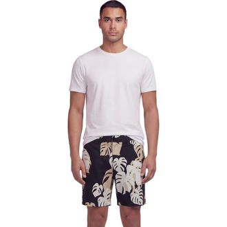 Lords of Harlech Monstera Floral Mens Flat Front Short in Monstera Floral Smoke at Nordstrom, Size 32