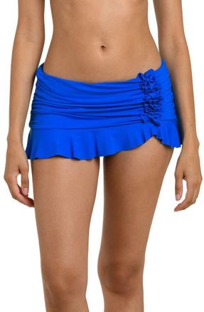 La Blanca Island Goddess Ruffle Skirted Bikini Bottoms in Lapis at Nordstrom, Size 14