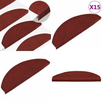 vidaXL Tappetini Autoadesivi per Scale 15 pz 65x22,5x3,5 cm Rossi - Tappetini autoadesivi - Tappetini per scale rosso