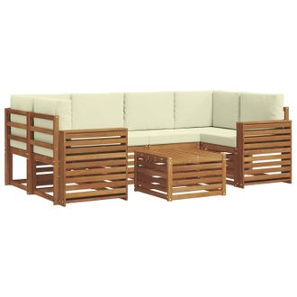 vidaXL Conjunto De Sof&aacute;s De Exterior Con Coj&iacute;n 7 Pcs Natural Y Crema Vidaxl