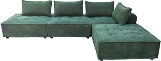 Concept Usine Sof&aacute; esquinero modular de 4 plazas de terciopelo texturizado verde