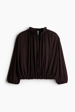 H&M Gathered Viscose Top in Dark Brown at Nordstrom, Size Xx-Large