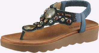 Heine Zehentrenner HEINE, Damen, Gr. 36, blau, Synthetik, Schuhe Zehentrenner