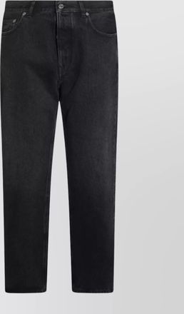 Off-white denim straight-leg jeans
