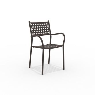 MondoViro Conjunto de 8 sillones de metal marr&oacute;n con reposabrazos 53x53 cm 85h
