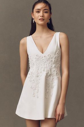 Cynthia Rowley Paloma Sleeveless V-Neck Beaded A-Line Mini Dress