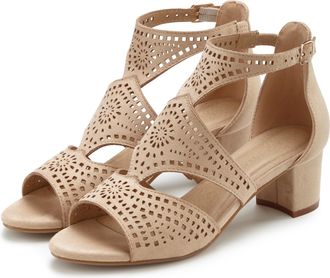 Lascana Riemchensandalette LASCANA Sommerschuh, Damen, Gr. 35, beige, Obermaterial: 100% Textilmaterial. Decksohle: 100% Lederimitat. Futter: 100% Lederimitat