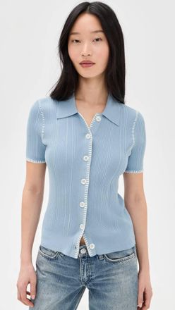 Rag & Bone Harper Short Sleeve Cardigan In Sky