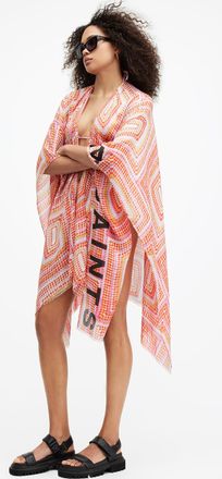 AllSaints Luisa Crochet Print Ruana Scarf