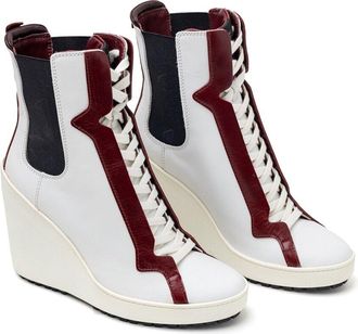 Hogan Lace-Up Leather Wedge Boot