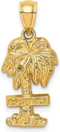 Diamond2Deal 14k Yellow Gold ARUBA On Palm Tree Pendant