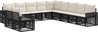 vidaXL Conjunto De Sof&aacute;s De Jard&iacute;n 11 Uds. Negro Y Blanco Crema Vidaxl