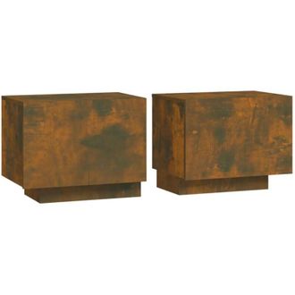 vidaXL Vidaxl - Mesita De Noche Madera Contrachapada Roble Ahumado 100x35x40 Cm