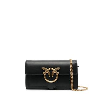 Pinko Love Bag One Wallet - Dames - Schoudertassen - Zwart - ONE Size - Leer - Tassen