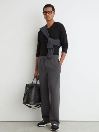 Reiss Charcoal Grey Premium Interlock Relaxed-fit Joggers, Vlr