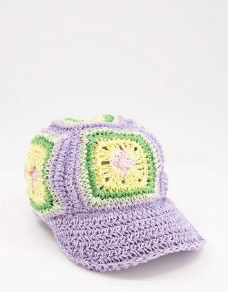 Asos H&auml;kel-Baseballkappe in Pastellfarben-Bunt
