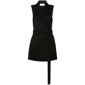 Gentryportofino Blazers, female, Black, Size: XS Double-Breasted Gilet