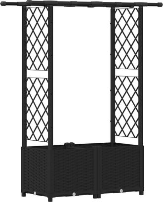 vidaXL Cama Elevada Con Trellis Y Techo Negro 124,5 X 40 X 136 Cm Pp Vidaxl