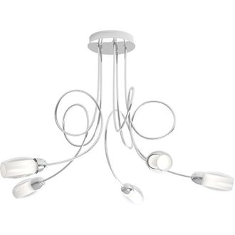 Top-Light Top-light - Plafoniera Contemporanea Feeling Net Metallo Cromo Vetro Trasparente 5 Luci G9