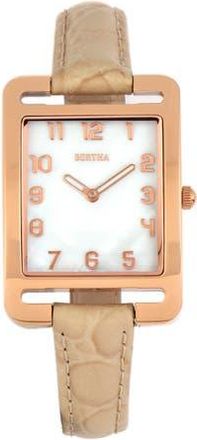 Bertha Sunglasses Marisol Swiss MOP Leather-Band Watch in Cream at Nordstrom
