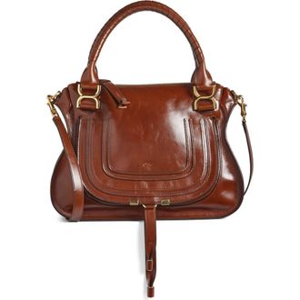 Chlo&eacute; Medium Marcie Leather Satchel in 25E Sooty Brown at Nordstrom