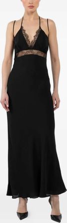 Jacob Lee lace-trim midi dress - Zwart