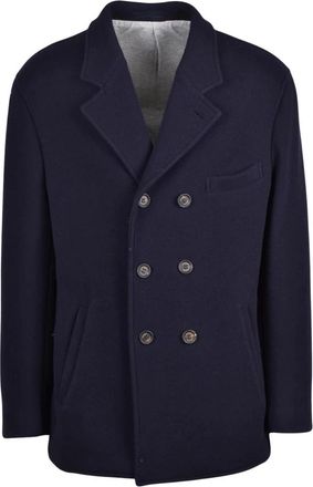 Eleventy Peacoat - Heren - Mantel - Blauw - 2XL - Wol - Jassen