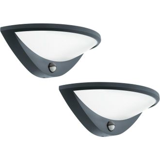Loops 2 PACK IP44 Outdoor Wall Light & PIR Sensor Anthracite Aluminium 9.3W LED