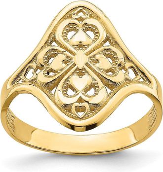 Diamond2Deal 14k Yellow Gold Diamond-cut Filigree Ring