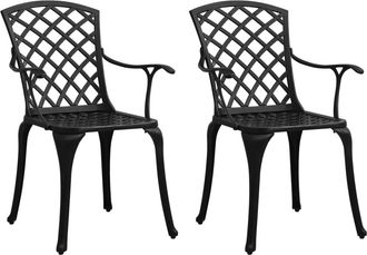 vidaXL Sillas De Jard&iacute;n 2 Unidades Aluminio Fundido Negro Vidaxl