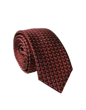 Dolce & Gabbana Geometric Silk Necktie - Burgundy