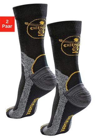 Chiemsee Wandersocken CHIEMSEE, Damen, Gr. 39-42, bunt (schwarz, grau, gelb), Elasthan, Merinowolle, Polyacryl, Polyamid, Polypropylen, unifarben, elastisch, S