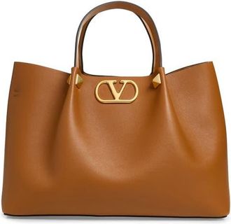 Valentino Garavani Signature VLOGO Tote in Brown at Nordstrom