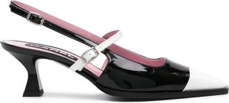 Carel 50mm Cecile slingback pumps - women - Calf Leather/Patent Calf Leather/Calf Leather - 37.5 - Black