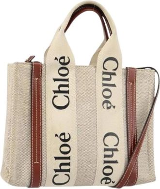Chlo&eacute; Pre-owned Canvas Hand Bag - Dames - Vintage Shopper - Beige - ONE Size - Leer - Vintage