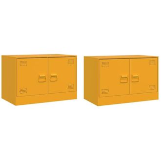 Berkfield Home TV Cabinets 2 pcs Mustard Yellow 67x39x44 cm Steel | Size: 67 x 39 x 44 cm