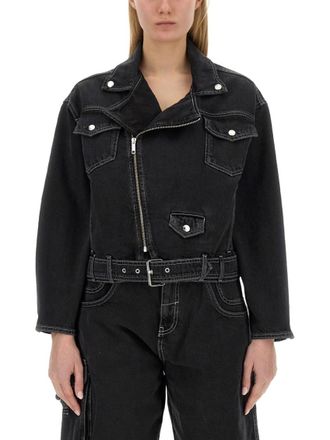 Moschino Black Solid Notched Lapel Jacket