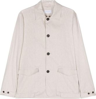 Cruciani linen-blend shirt jacket - men - Linen/Flax/Cotton/Elastane - 48 - Neutrals