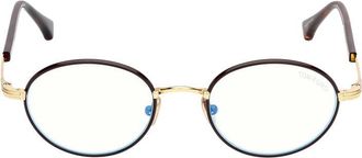 Tom Ford Oval Blue-Light Block Eyeglasses - Brown