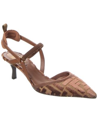Fendi Fendi Colibri Lite Ff Jacquard Velvet Slingback Pump