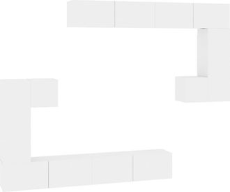 vidaXL Mueble De Pared Para Tv Madera Contrachapada Blanco Vidaxl