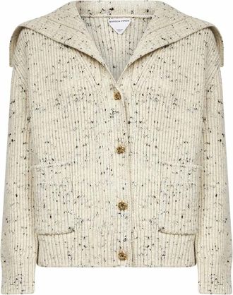 Bottega Veneta Gouden Knoop Sweater Duif - Dames - Vesten - Grijs - M - Wol - Truien & Vesten
