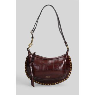 Isabel Marant Oskan Moon Shoulder Bag In Bordeaux Leather