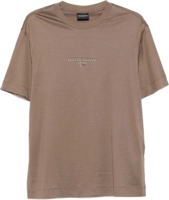 Emporio Armani Brown Crewneck Embroidered Logo T-Shirt