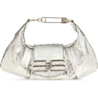 Balenciaga Small Pamela Crinkled Metallic Leather Shoulder Bag in 8122 Silver at Nordstrom
