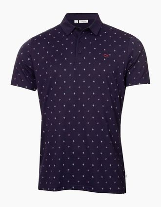 Calvin Klein Mens Graphic Print Collared Short Sleeve Polo Shirt - Eveningb - Size: 42