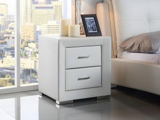 Vente-Unique Comodino - 2 cassetti - Similpelle bianca - CAPITOLE