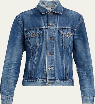 Re/Done Levis Denim Fringe Trucker Jacket